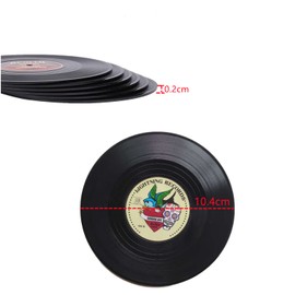 6 Pcs Retro Coasters Vinyl Record Coasters CD Coasters Anti-Heat Slip Drinks Coasters for Coffee Drink Tableware Non-Slip Coasters