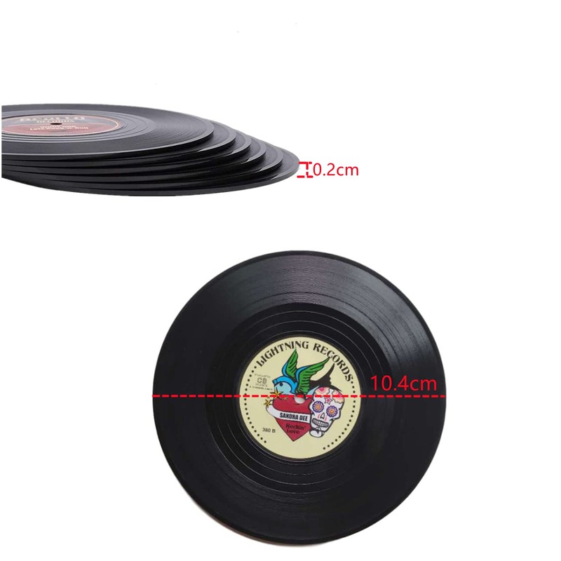 6 Pcs Retro Coasters Vinyl Record Coasters CD Coasters Anti-Heat