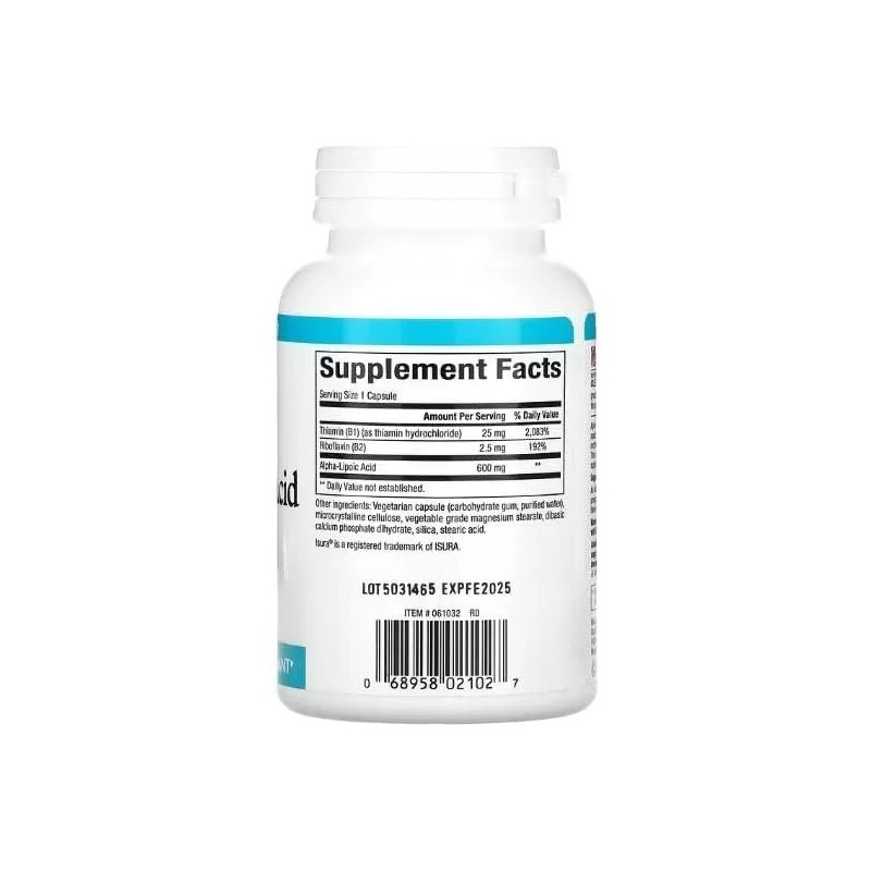 cido Alfa Lipoico Natural Factors 600mg 60 Cpsulas Sin Gluten