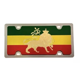 Unbranded Rasta Lion Of Judah Acrylic Color Inlaid On Stainless License Plate. New Cond.