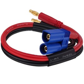 Yeebline EC5 to Banana Plug Battery Charging Cable, 2-Pack 0.3m 12AWG EC5 Male Connector to 4.0mm Banana Bullet Male Lipo Battery Balance Charger Adapter