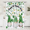 St Patricks Day Shower Curtain, Green Shamrock Leaf with Gnome