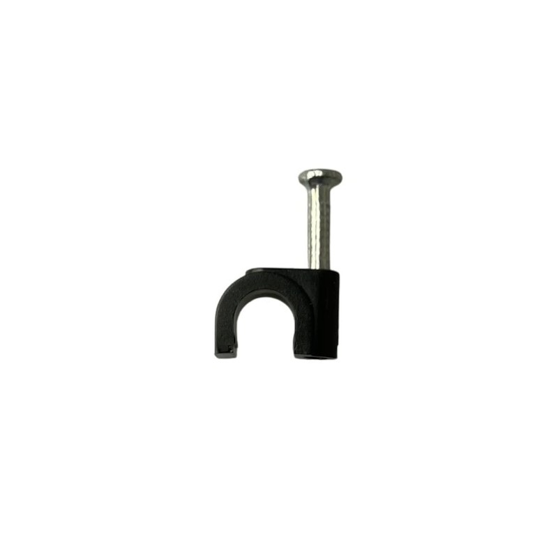 100 x Black Round Cable Clips with Nail Fixings K