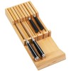 Utoplike Knife Drawer Organizer Bamboo Knives Block for Kitchen, Large