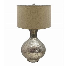 A and B Home 48484 23" H Drum Silver and Beige Glass with Bottle-Shaped Base Table Lamp Wall Art