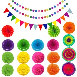 1pc Colorful Paper Fan Decoration Set, Carnival Party Decoration Set, Hanging Multicolored Paper Fans, Summer Party Decorations For Birthday Celebration, Wedding, Prom