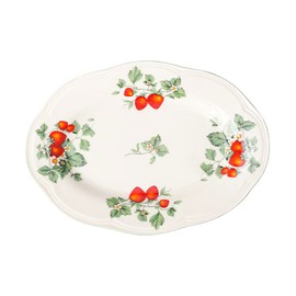 RockTrend Retro Strawberry Pattern Ceramic Dinner Plate Steak Plate Salad Plate Dessert Plate-Oval