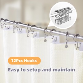 LaCyan 3 in 1 Waterproof Waffle Weave Shower Curtain and Clear Liner Set with 12 Stainless Steel Hooks Double Sided for Bathroom 72 Inches Heavy Duty Polyester Fabric Shower Curtains 72x84