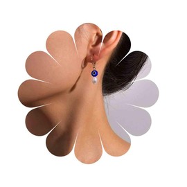 Inilbran Boho Pearl Evil Eye Earrings Vintage Evil Eye Hoop Earrings Gold Eye Pearl Dangle Earrings Evil Eye Statement Earrings Jewelry for Women and Girls