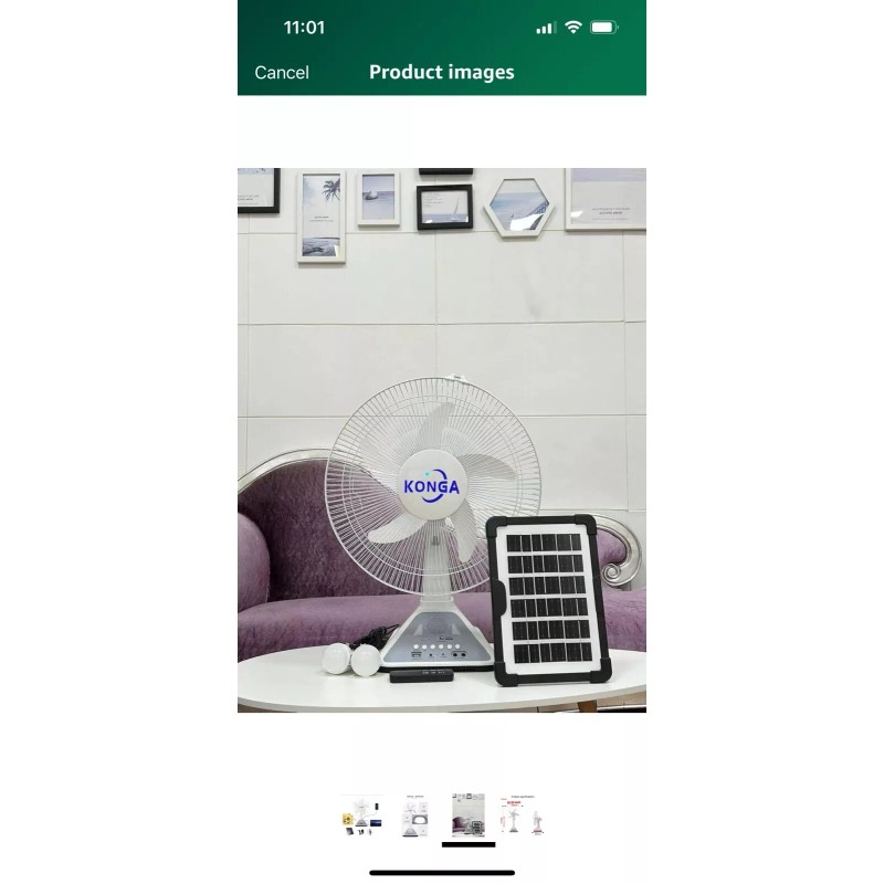 konga 16 Inch Rechargeable Solar Fan, Table Fan, Wall Fan,