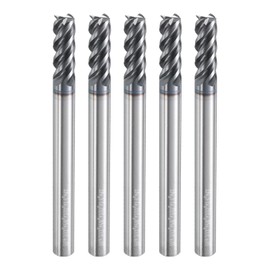 HARFINGTON 5pcs Carbide Square Nose End Mill Bit 7/32" Cut Dia 4 Flutes TiAlN Coated Milling Cutter for Hardened Steel Metal (7/32" Shank 5/8" Cut Length 2-1/2" Long 45 Degree HRC49-51)