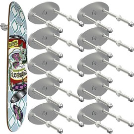 Linone 10 Pcs Aluminum Skateboard Wall Mount - Skateboard Hangers for Horizontal and Vertical Display of Skateboards, Skateboard Display Racks Stand, Skateboard Storage Hanger, Sturdy and Easy