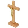 Crucifix Table Cross Hand Crafted Light Brown Durable Beech Metal