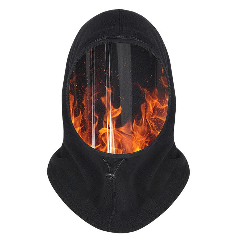 Outdoor Balaclava with Clear Windshield Winter Gear Flannel Lined Hood
