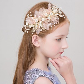 LUYING Children's Hair Ornament, Leaf Pearl, Flower Flower Motif, Headband, Wedding Headdress Recitals, Hair Accessories, Girls, Cute, For Photography, Concerts, Graduation Ceremonies, Wedding