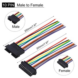 sourcing map Male to Female 10Pin Breadboard Jumper Wire 2.54mm Pitch Ribbon Cable 20cm Long Electronics Breadboard Ribbon Cables for Breadboard Electronic Projects Pack of 10