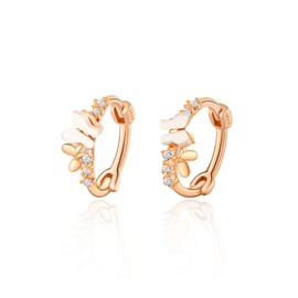 MIKAMU Butterfly Ring Earrings, Women's, CZ Diamond, 925 Silver, Sterling Silver, Hypoallergenic, Popular, Butterfly Hoop Earrings, Women's Jewelry, Includes Exclusive Box, Silver, Diamond