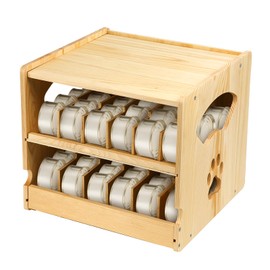 Cat Food Cans Storage Organizer, 2 Tier Stackable wood Can Storage, Can Organizer for Fridge,Cabinet,Kitchen, Holds 36 (3oz) Human and Pet Food Cans (FIFO)