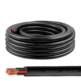 YDDECW 25ft 10/4 10 AWG Portable Power Cable (4 Conductor) - SOOW 600V 10 Gauge Electric Wire for Motor Leads, Portable Lights, Battery Chargers and Machinery - 4 Conductor - 25 Feet Electrical Cord