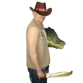The Dragons Den Crocodile Mick Dundee Australian Fancy Dress Costume Hat & Waistcoat [Adults S/M]