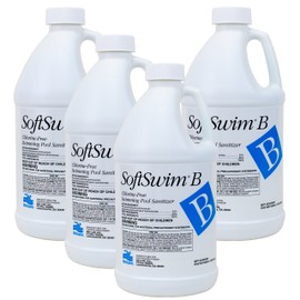 BioGuard SoftSwim B, 1/2 Gallon, Pack of 4, Gentle & Non-Chlorine Sanitizer, Formulated with Biguanide for Effective Pool Cleaning