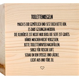 Witzige Geschenke Für Männer - Toilettenregeln Holzbild + Reagenzglas zum Hinstellen opt. als Vase oder Geldgeschenk - Lustige Geschenke Für Männer, Scherzartikel, Schild Freundschaft, Badezimmer