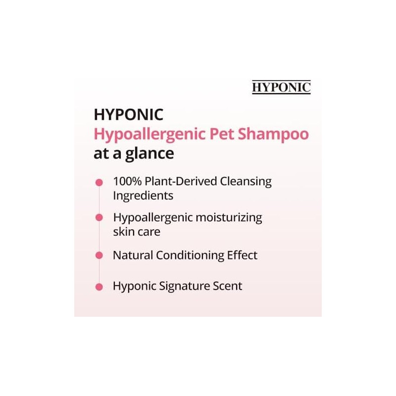 HYPONIC Champú Hipoalergénico Premium para Perros - Desodorizante, Piel Sensible,