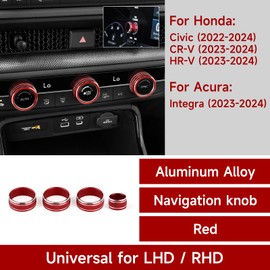 BRMYL Climate Control Knob Switch AC Radio Volume Tune Button Knob Rings for 2022 2023 2024 Honda Civic / 2023 2024 Honda CRV Accessories