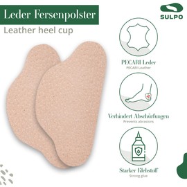 SULPO 4 Paare Echt-Leder Fersenpolster - Fersenschutz gegen Blasen & Reibung - Fersenkissen für Schuhe - Schuh Fersen Reparatur - Selbstklebende Heel Pads - Antirutsch Hackenpolster - Ahorn