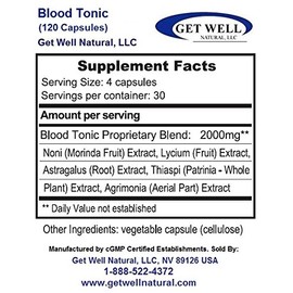 Blood Tonic (120 Capsules) - Concentrated Herbal Blend - Dietary Supplement