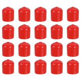 sourcing map 100Pcs Rubber End Caps, 17mm/0.67" ID Flexible Rubber Caps, PVC Caps Rubber Screw for Bolts Screw Caps Thread Protectors Tube Screw Bolt, Red