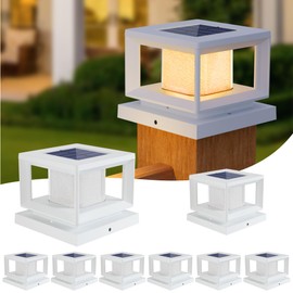 Mlambert 8 Pack Solar Post Lights Outdoor, Waterproof Fence Cap for Deck, 4x4 6x6 Wooden Vinyl Outdoor Lights with Shinning Effect, White