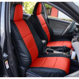IGGEE, INC. IGGEE CUSTOM FIT FRONT SEAT COVERS FOR TOYOTA RAV4 SE XLE 2013-2018 BLACK/RED