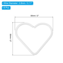 PATIKIL 2 Inch Heart Dream Catcher Rings, 6 Pcs Metal Christmas Macrame Wreath Floral Ring Hoop for Home Car DIY Craft Wedding Wall Hanging Decorations, White