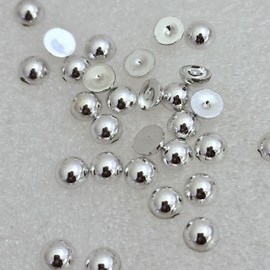 MajorCrafts® 200pcs 8mm Metallic Silver Flat Back Half Round Resin Pearls Craft Embellishments C37