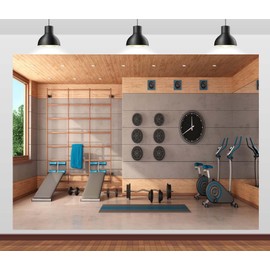 CORFOTO 5x3ft Modern Gym Interior Background Gym Equipment Photography Background Fitness Exercise Home Gym Decor Poster Sports Leisure Party Photo Studio Props