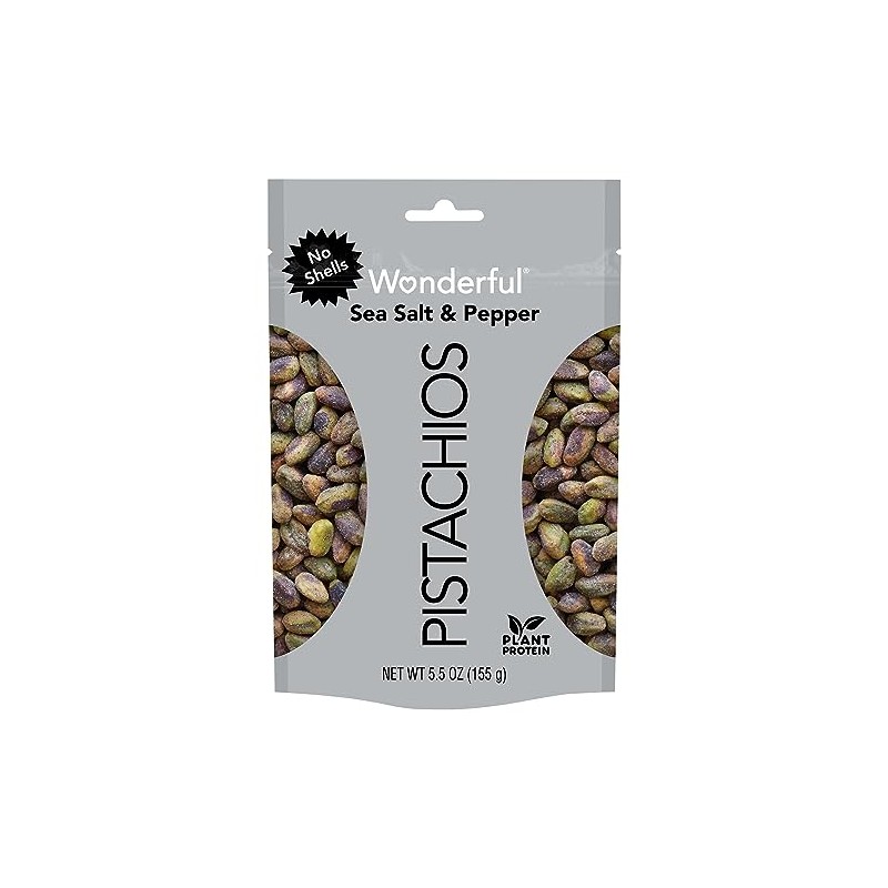 WONDERFUL PISTACHIO Sea Salt & Pepper No Shells Pistachios, 5.5
