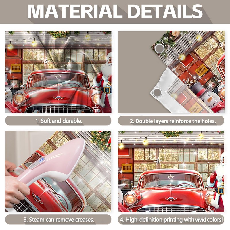 1PC 16x7ft Christmas Red Truck Garage Door Banner Decorations