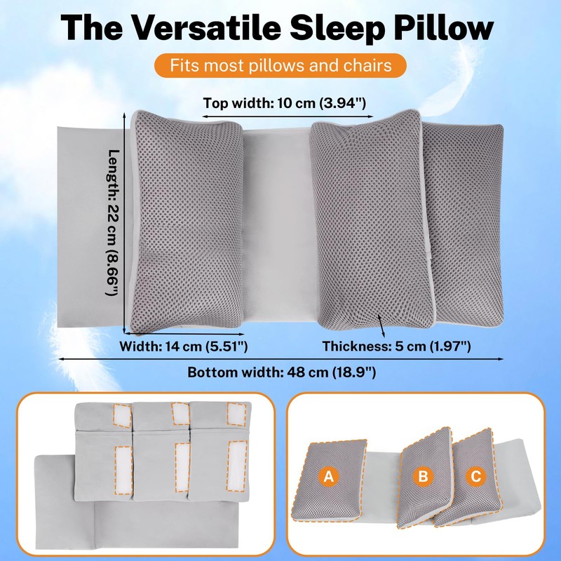 Head Support Pillow with 3 Side Pillows,Wheelchair Headrest, Adjustable Neck