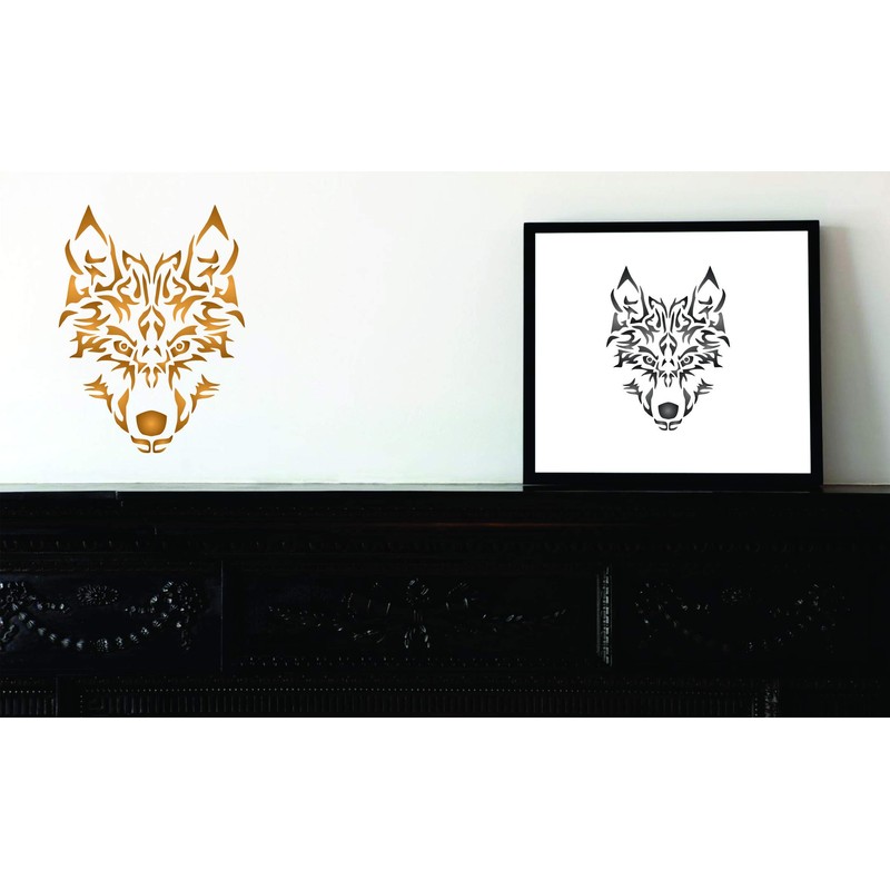 Wolf Stencil, 8.5 x 11 pulgadas, cabeza de lobo ártico
