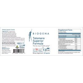 Biogena Telomere Superior Formula - 60 VegCapsules - Energy, Skin, Hair, Beauty