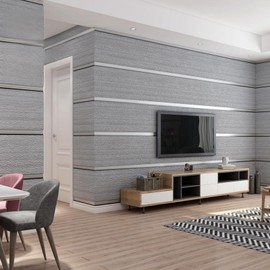 Mwpqbd High-End 3D Stereo Thickened Deerskin Velvet Antique Wood Grain Bedroom TV Background Non-Woven Vertical Stripes Simple Modern Non-Self-Adhesive Wallpaper (Smoky Gray Wallpaper /27054)