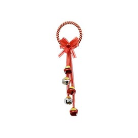 Christmas Holiday Themed Doorknob Door Hanger with Jingle Bells (Silver & Red)