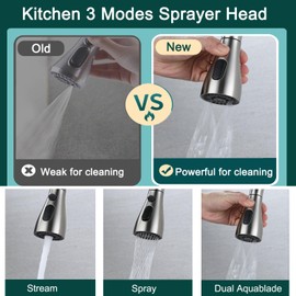 AWXYG Kitchen Faucet Hose Sprayer Attachment for Tub & Sink, Black Stainless Steel Hose, Water Saving Aerator & 3-way Diverter Valve