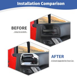 RT-TCZ for Jeep JK Inner Door Handle Cover Bowl Trim Fit for Jeep Wrangler JK JKU 2011-2017 4DR Chrome Interior Accessories 4pcs