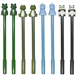 Maydahui 12PCS 3D Animal Shape Rollerball Pen Cute Cartoon Pens Black Gel Ink Dinosaur Frog Lion Panda Design forSchool Boys Student
