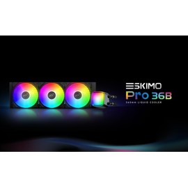 Geometric Future Eskimo Pro - 360mm AIO CPU Liquid Water Cooler- RGB PWM Squama 2501B Fan x 3- Fit Intel® LGA 1700, AMD®AM5 - Black- (GEO-EP-36B)
