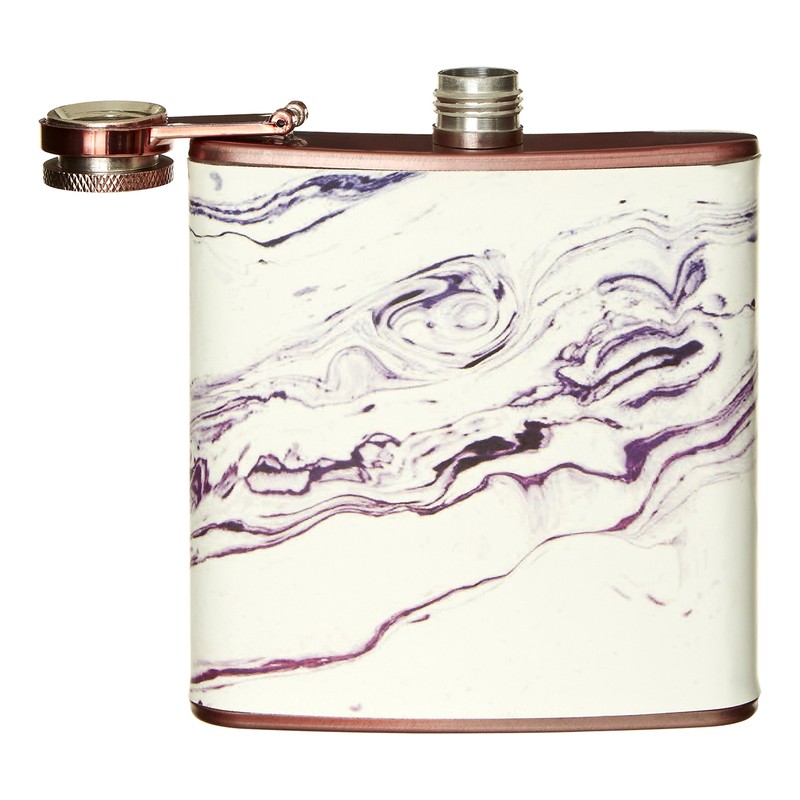 Premier Housewares Hip Flask, Marble Effect, Rose Gold, Stainless-Steel, 3