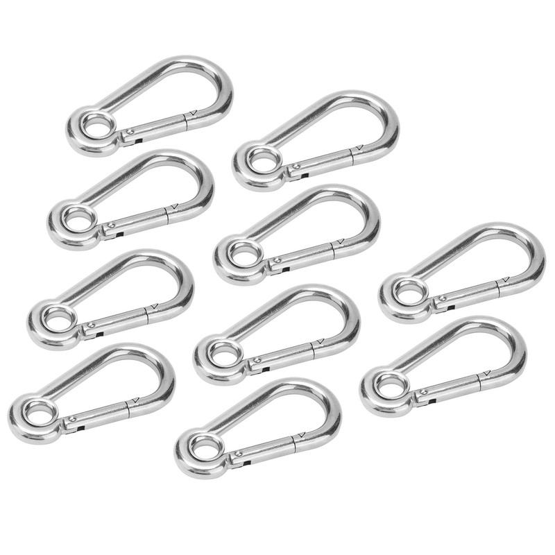 10Pcs Snap Hook Stainless Steel Safety Rope Spring Carabiner Hanging