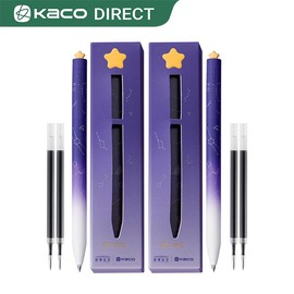 Kaco FIRST Gel Pen with Extra Refills - Vibrant Multi-style Assorted Colors, Quick Drying, Refillable, Soft Grip, Twistable, Fine Point, Lightweight, ABS Material - Perfect for Journaling, Note Taking, Aesthetic Cute Stationery Gel Pens, Holiday Gifts:_2 Star
